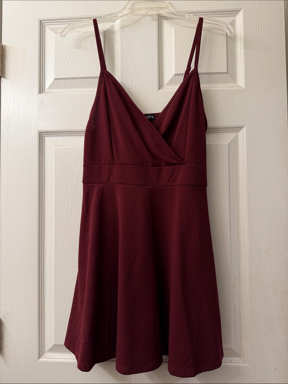 Justify Burgundy Spaghetti-Strap Mini Dress/Skort